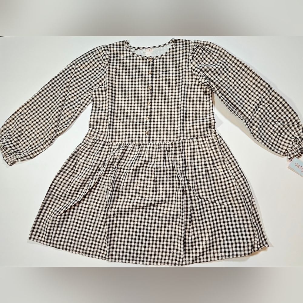 Cat & Jack Girls Dress Black White Gold Gingham Print Plaid Size XXL (18) - Picture 9 of 11